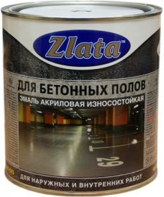 Эмаль для Бетонных Полов Zlata АК-505 20кг Серая, Акриловая для Внутренних и Наружных Работ / Злата.