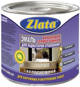 Эмаль для Радиаторов Zlata 1.6кг Белая, Акриловая, Полуматовая без Запаха / Злата.