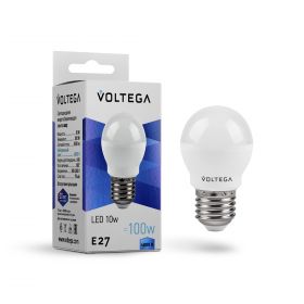 Лампа Светодиодная Voltega Globe E27 10W 4000K 8456 Белая, Пластик / Вольтега.
