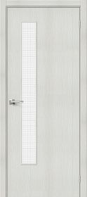 Межкомнатная Дверь с Экошпоном Bravo Браво-9 Bianco Veralinga / Wired Glass 12,5 800x2000мм (Полотно+Коробка+5 Наличников) / Браво.