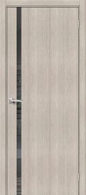 Межкомнатная Дверь с Экошпоном Bravo Браво-1.55 Cappuccino Melinga / Mirox Grey 700x2000мм (Полотно+Коробка+5 Наличников) / Браво.