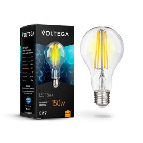 Лампа Филаментная Voltega General E27 15W 2800K 7104 Прозрачная, Стекло / Вольтега.