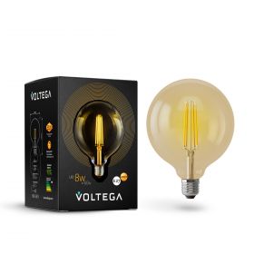 Лампа Ретро Диммируемая Voltega Globe E27 8W 2800K 6838 Золотая, Стекло / Вольтега.