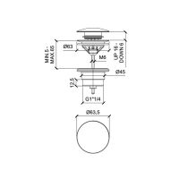 Донный клапан Almar Mixers 1"1/4 для раковины латунь брашированная PVD схема 2