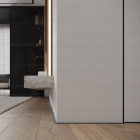 Микроплинтус Respect Standart 7753 серебристый RAL 9006 в интерьере гостиная
