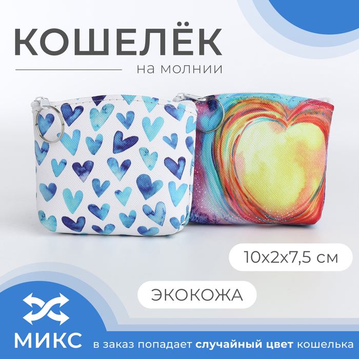 Кошелёк на молнии, цвет МИКС