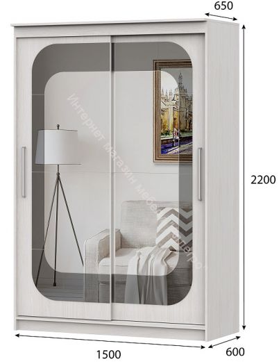 Шкаф-купе №19 (1,5 м) Инфинити Серия 3 Ясень Анкор Светлый