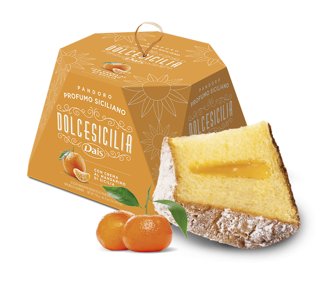 Пандоро с кремом из сицилийского мандарина Dolce Sicilia 750 г, Pandoro con crema al mandarino di Sicilia, 750 gr