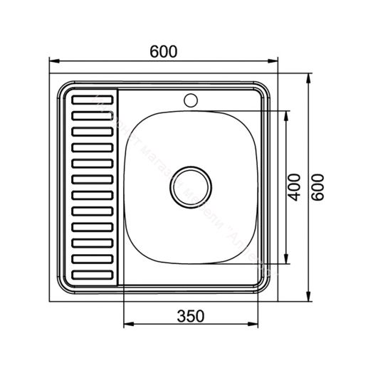 Мойка накладная глянцевая "MIXLINE" 800*600мм  правая с сифоном, без крепежа
