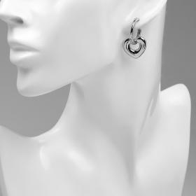 Серьги металл «Сердца» ритм, цвет серебро