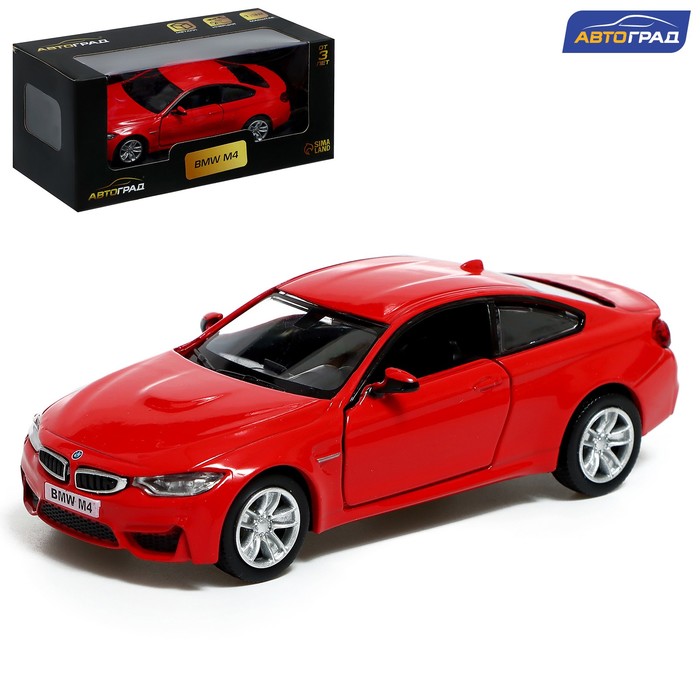 Машина металлическая BMW M4 COUPE, инерционная, 1:32, открываются двери, цвет красный