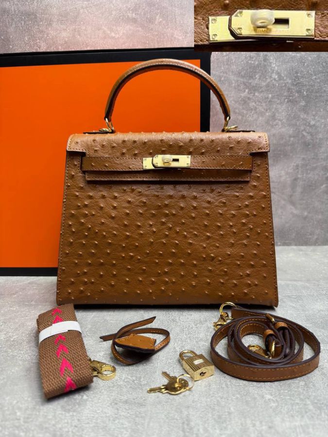 Сумка HERMES KELLY Ostrich страус 28 см золото