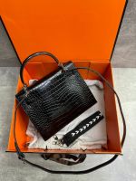 Сумка HERMES KELLY Crocodile 28 см серебро