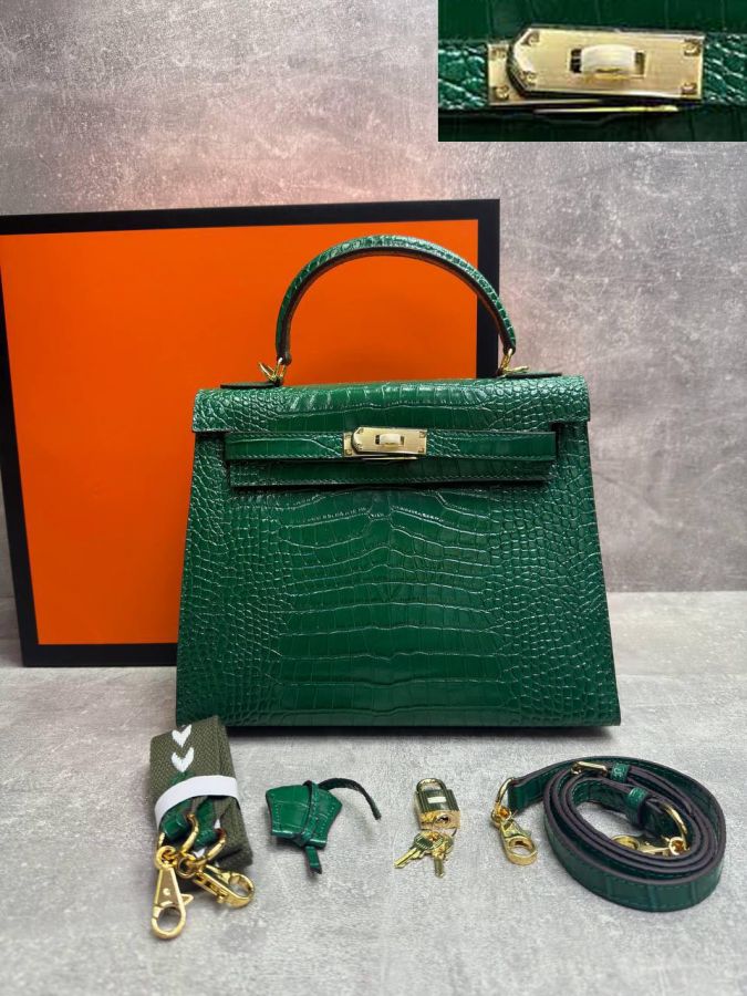 Сумка HERMES KELLY Crocodile 28 см золото