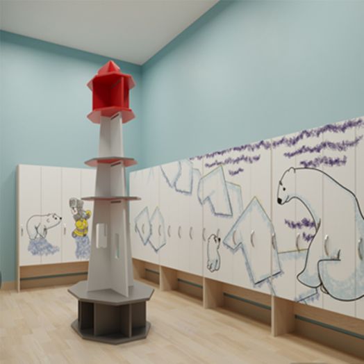 МАФ-скамья, модуль детской раздевалки островной "МАЯК"