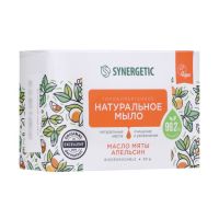 Натуральное туалетное мыло Synergetic "Масло мяты и апельсин", гипоаллергенное, 90 г