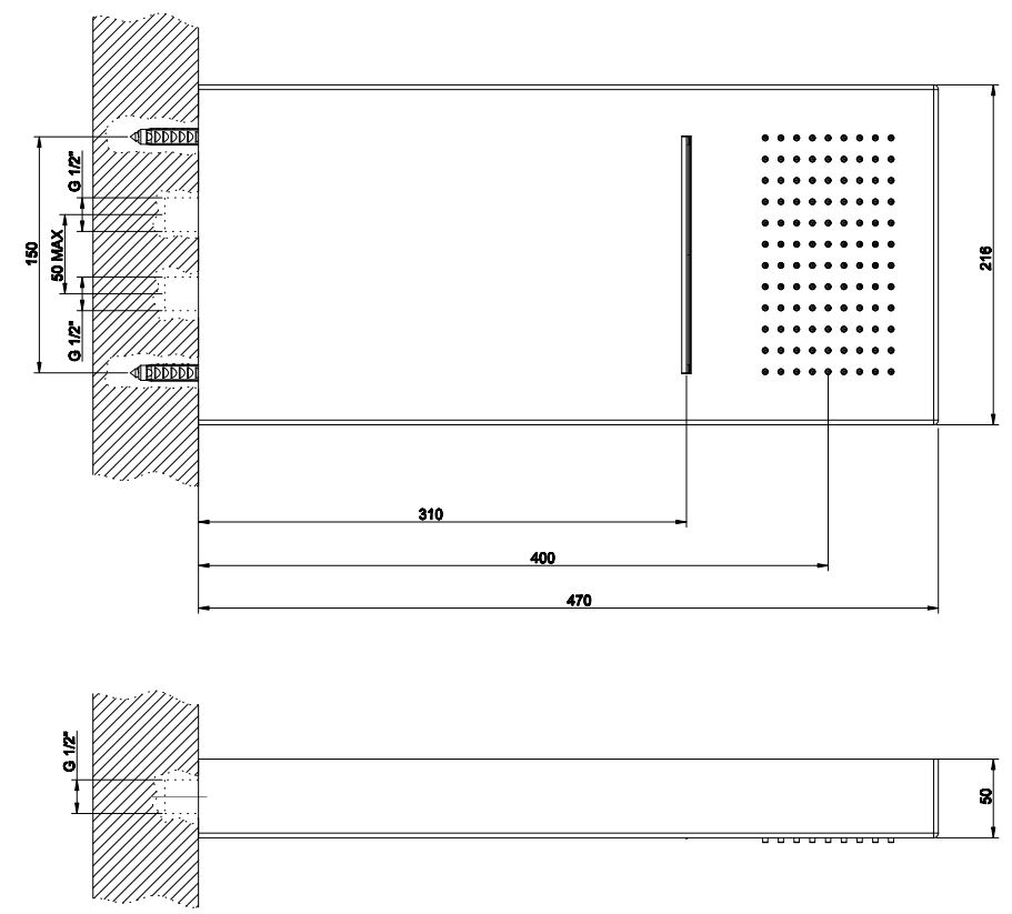 Тропический душ Gessi Segni 48х21,6 см 32863 ФОТО