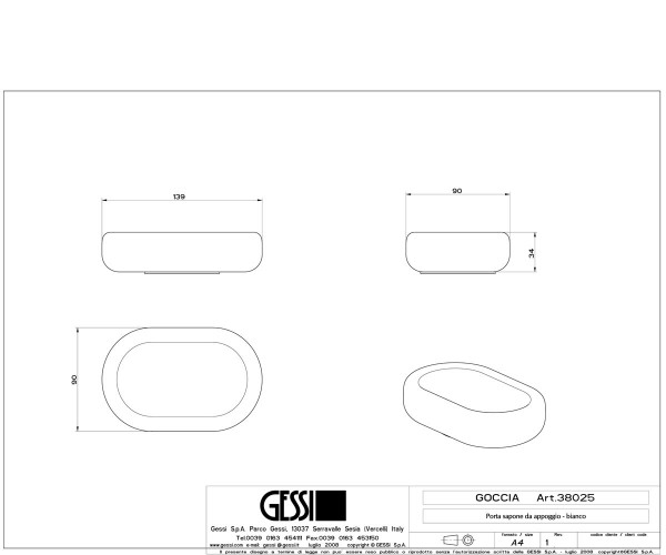 Мыльница Gessi Goccia  38025/38026 схема 2