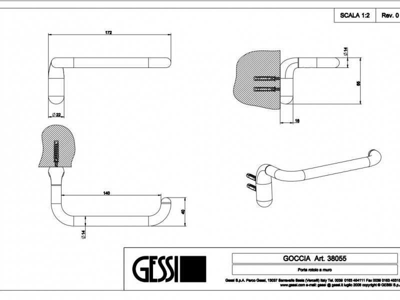 Gessi Goccia Держатель для туалетной бумаги 38055 схема 2
