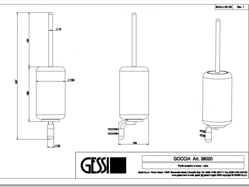 Gessi Goccia Ёршик 38020 схема 2