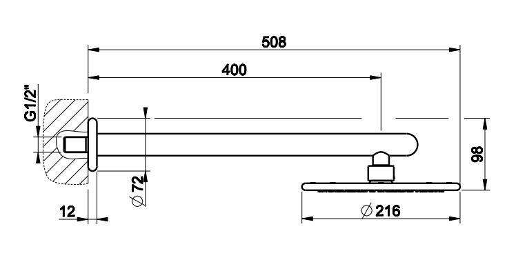 Тропический душ Gessi Goccia 33755 40х21,6 схема 2