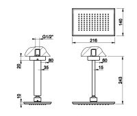 Лейка для верхнего душа Gessi Eleganza 46152 21,6х14 схема 2