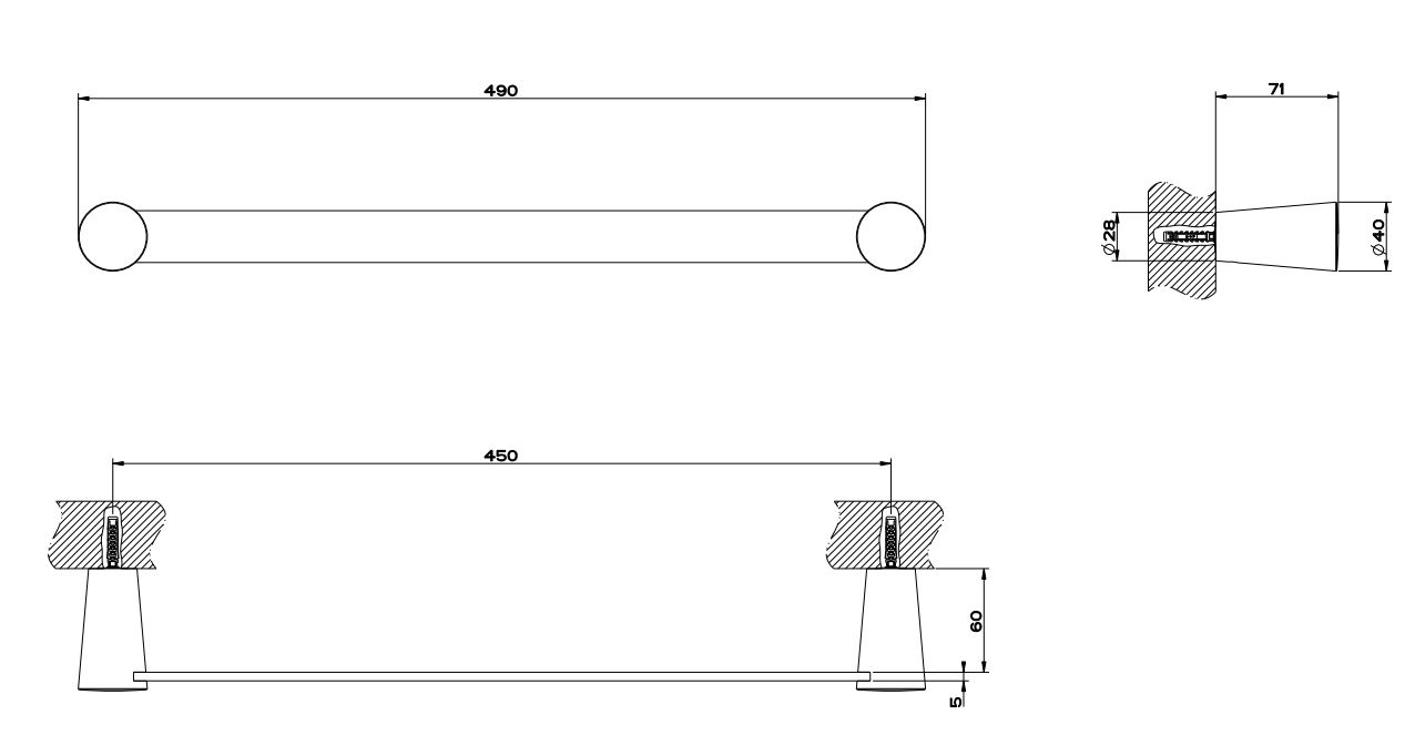 Gessi Cono Полотенцедержатель 45500 45 см схема 3