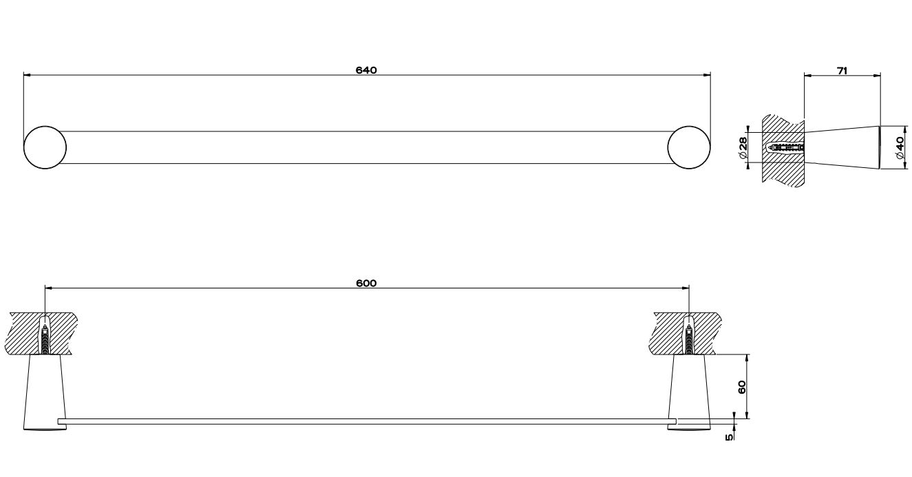 Gessi Cono Полотенцедержатель 45503 60  см схема 3