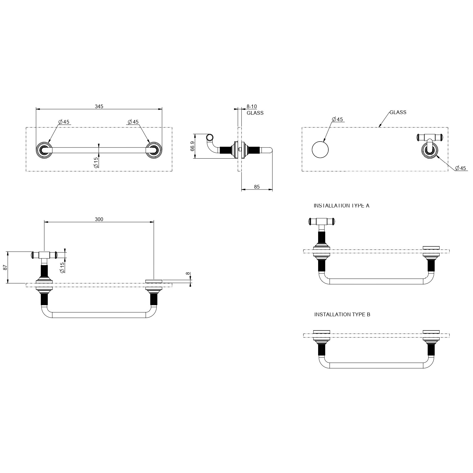 Полотенцедержатель с креплением на стекло  Gessi Venti20 Accessories 65511 схема 2