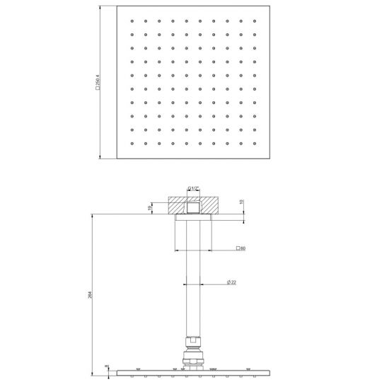 Тропический душ Gessi Minimalistic Shower 59155 схема 2