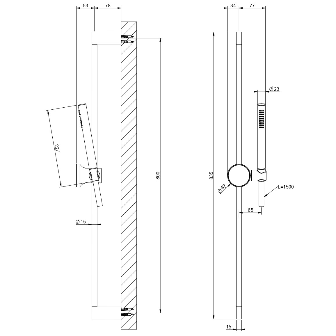 Набор душевой Gessi Origini 66145 схема 2