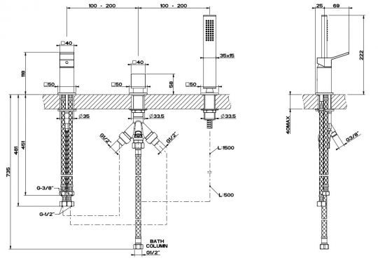 Смеситель Gessi Rettangolo K для ванны/душа 53043 схема 9