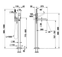 Смеситель для ванны Gessi Habito TRAME 70328 схема 2