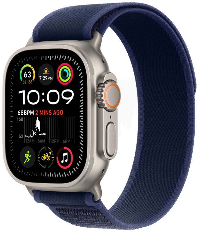 Apple Watch Ultra 2 GPS + Cellular, 49 мм, корпус из бежевого титана, ремешок Trail голубого цвета, размер M