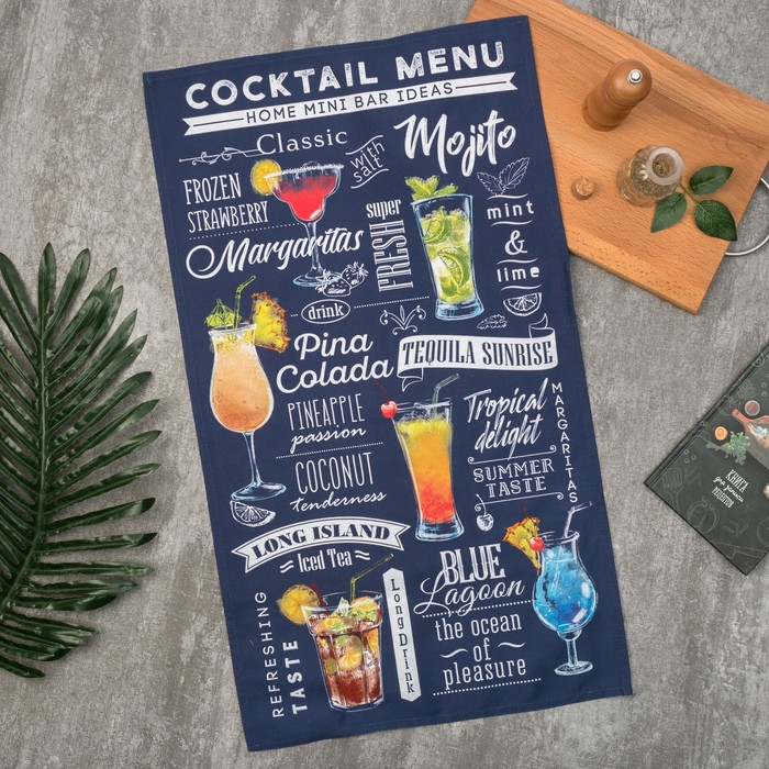 Полотенце "Этель" Cocktail menu 40х73 см, 100% хлопок, саржа 190 гр/м2