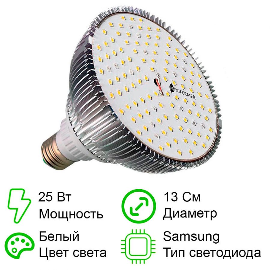 Фитолампа светодиодная МИНИФЕРМЕР Е27 SMD 25W (спектр на выбор)