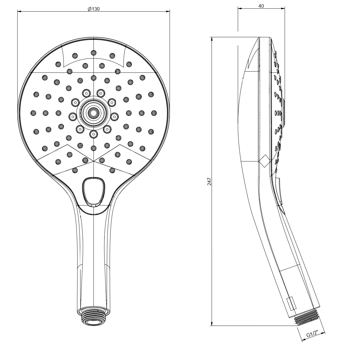 Ручной душ Gessi Origini трехпозиционный 47351 схема 2