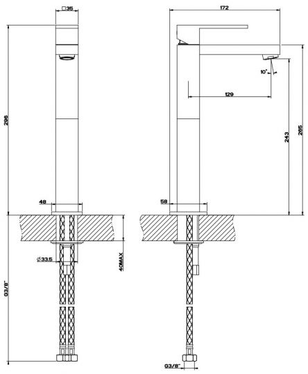 Смеситель Gessi Rettangolo для раковины 11922 схема 2