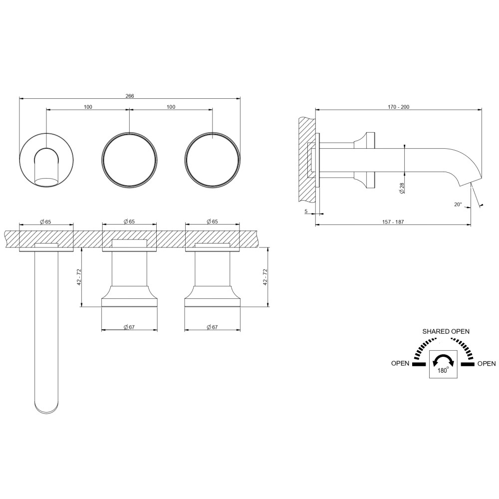 Смеситель для ванны Gessi Origini 66042 схема 2