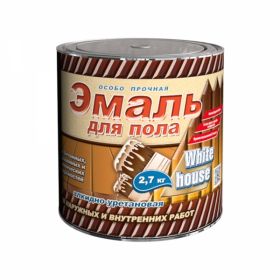Эмаль для Пола White House 2.7кг Дикая Вишня, Глянцевая Алкидно-Уретановая для Внутренних и Наружных Работ.