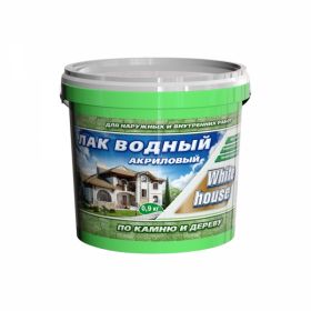Лак Водный по Дереву и Камню White House 0.9кг Махагон, Полуглянцевый для Внутренних и Наружных Работ.