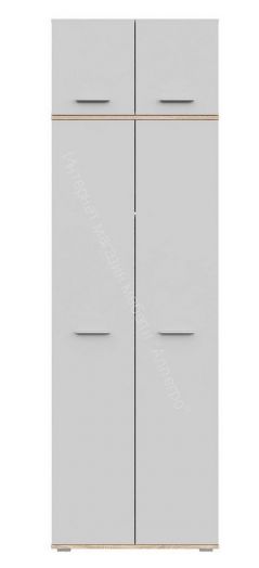 Шкаф 2-х створчатый FUN ШК-1 с антресолью Белый/Дуб Сонома