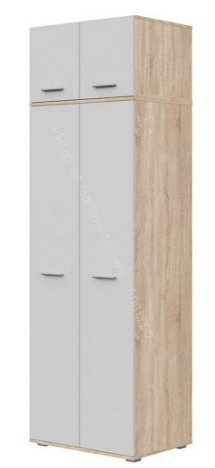 Шкаф 2-х створчатый FUN ШК-1 с антресолью Белый/Дуб Сонома