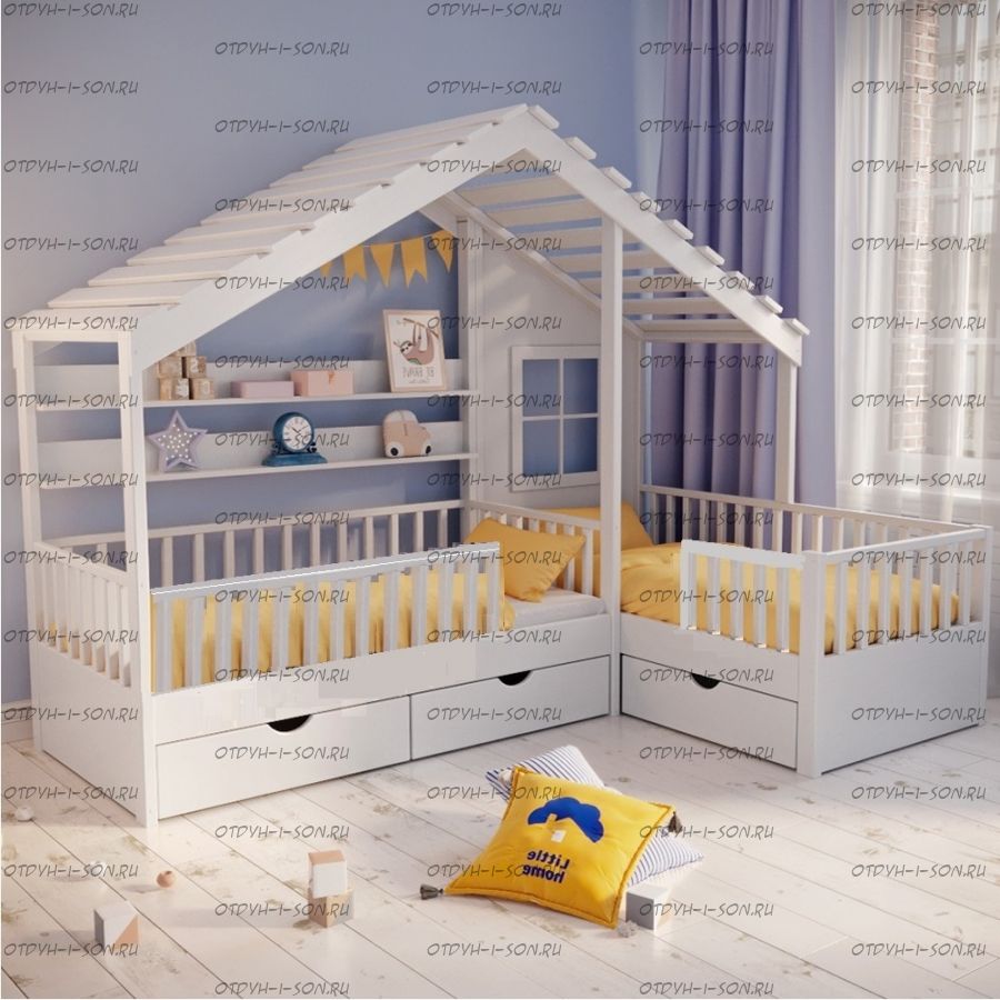 Кровать Домик угловой Fairy Land №27 (для двоих детей), любые размеры
