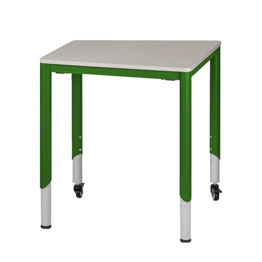 Стол ученический "АССИМЕТРИЧНЫЙ" регулируемый, на колёсиках (Каркас зелёный)