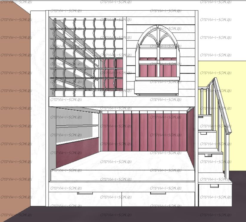 Кровать двухъярусная, Кровать-домик Fantasy Sky