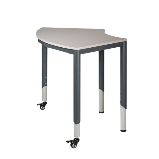 Стол ученический "ДУГООБРАЗНЫЙ" регулируемый, на колёсиках (Каркас серый)