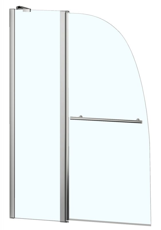 Шторка для ванны Azario BOSTON 100*140 с поручнем, хром, прозрачное стекло AZ-142TB
