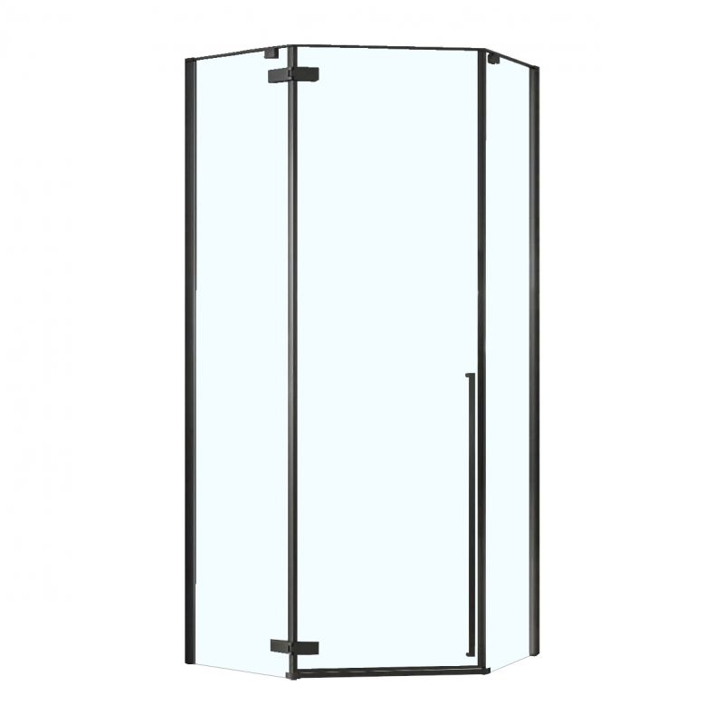 Душевое ограждение Loranto NEO 90x90x195 прозрачное стекло, Easy clean, профиль черный, CS-22107B