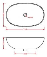 Раковина Artceram La Ciotola LCL002 70х44 схема 2